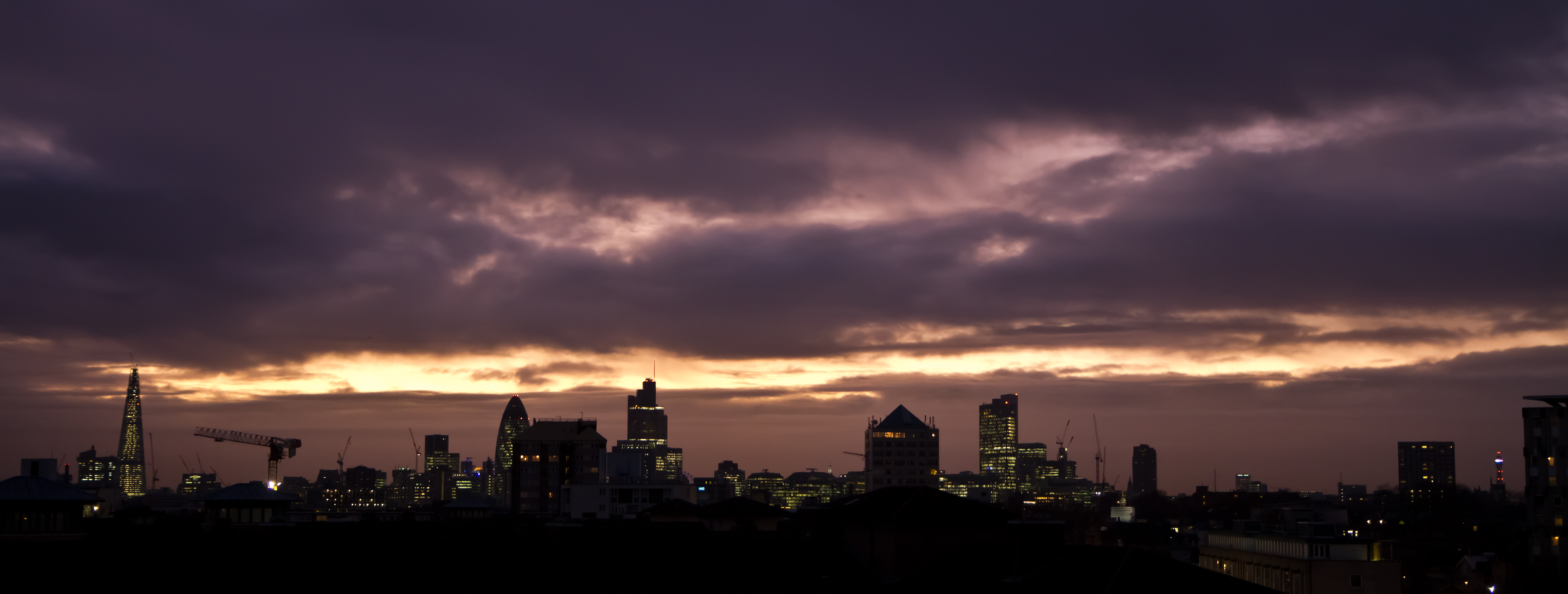 london skyline at sundown